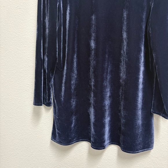 Deep Blue Velvet 3/4 sleeve top scoop back holiday new years XL Banana Republic - Picture 2 of 9